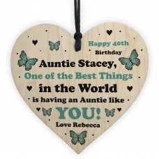 Personalised Auntie Gift Novelty Birthday Wood Heart Thank You
