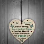 Personalised Auntie Gift Novelty Birthday Wood Heart Thank You