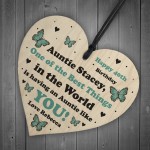 Personalised Auntie Gift Novelty Birthday Wood Heart Thank You