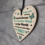 Personalised Auntie Gift Novelty Birthday Wood Heart Thank You