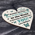 Personalised Auntie Gift Novelty Birthday Wood Heart Thank You