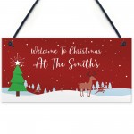 Personalised Christmas At The ANY NAME Sign Family Gift