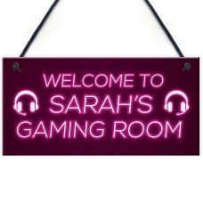 Pink Gaming Room Sign Funny Gift For Daughter Girlfriend