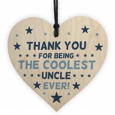 Gift For Coolest Uncle Birthday Christmas Wood Heart Novelty