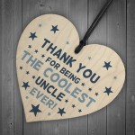 Gift For Coolest Uncle Birthday Christmas Wood Heart Novelty