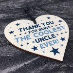 Gift For Coolest Uncle Birthday Christmas Wood Heart Novelty