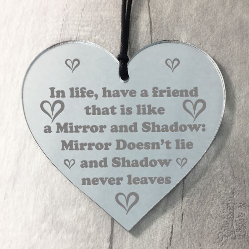 Engraved Friendship Gift Mirror Acrylic Heart Gift For Friend