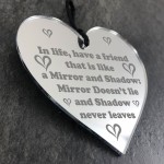 Engraved Friendship Gift Mirror Acrylic Heart Gift For Friend