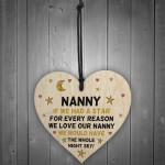Novelty Gift For Nanny Birthday Christmas Wood Heart Thank You
