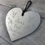 PERSONALISED Baby's First Christmas Tree Mirror Engraved Bauble