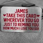 Personalised Love You Metal Card Birthday Xmas Gift For Him