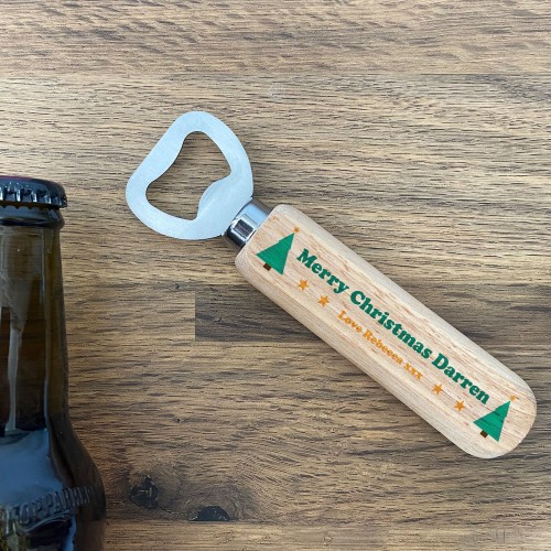 Personalised Christmas Gift For Friend Wooden Bottle Opener