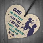 Novelty Gift For Dad Birthday Christmas Wood Heart Thank You