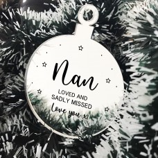 Nan Memorial Gift Engraved Hanging Bauble In Memory Plaque