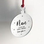 Nan Memorial Gift Engraved Hanging Bauble In Memory Plaque