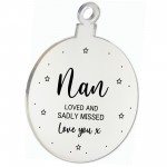 Nan Memorial Gift Engraved Hanging Bauble In Memory Plaque