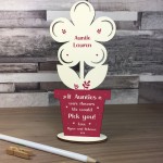 Personalised Auntie Birthday Christmas Gift Wooden Flower