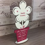 Personalised Auntie Birthday Christmas Gift Wooden Flower