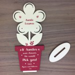 Personalised Auntie Birthday Christmas Gift Wooden Flower