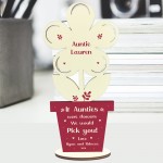 Personalised Auntie Birthday Christmas Gift Wooden Flower