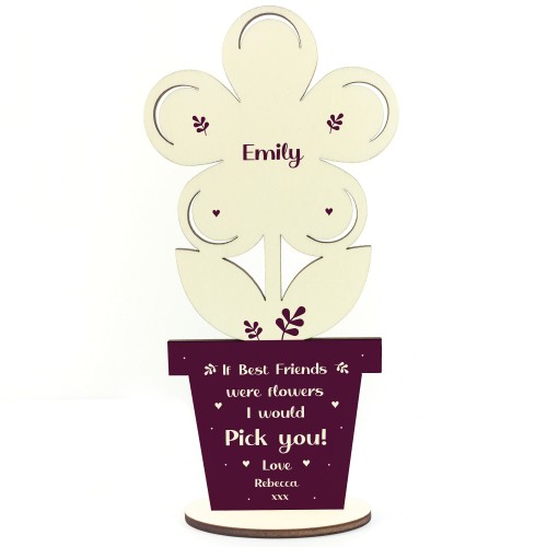 Personalised Best Friend Birthday Christmas Gift Wooden Flower