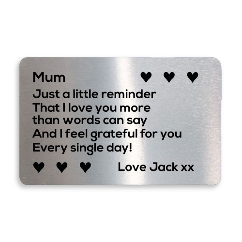 Thank You Gift For Mum Personalised Wallet Insert Birthday Xmas