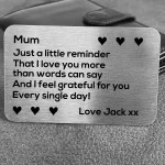 Thank You Gift For Mum Personalised Wallet Insert Birthday Xmas