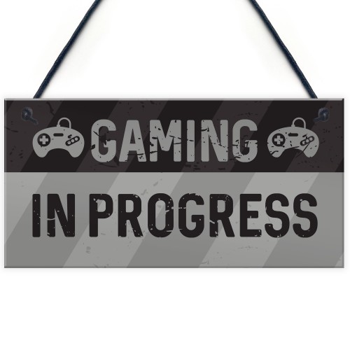 Novelty Gaming In Progress Sign For Boys Bedroom Man Cave