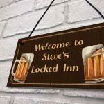 Unusual Lockdown Gift LOCKED INN Home Bar Man Cave Sign