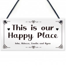 Our Happy Place Personalised Home Gift For Family New Home Gift 