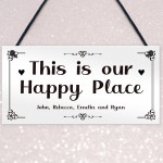 Our Happy Place Personalised Home Gift For Family New Home Gift 