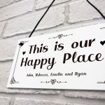 Our Happy Place Personalised Home Gift For Family New Home Gift 