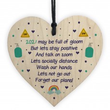 Funny Lockdown Poem Gift Wooden Heart Sign 2021 Decor Gifts