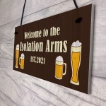 The Isolation Arms Funny HOME BAR Sign Man Cave Plaque Alcohol