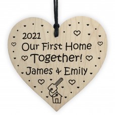 Personalised Our First Home Together Gift For Couple Wood Heart