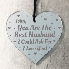 Personalised Engraved Best Husband Heart Valentines Anniversary