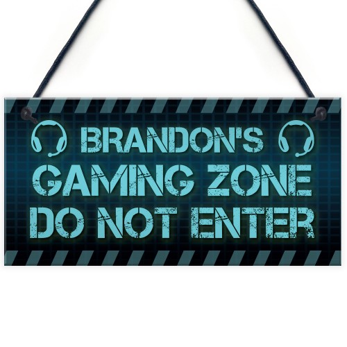 Rustic Gaming Zone Sign PERSONALISED Boys Bedroom Man Cave