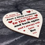 Personalised Valentines Day Gift For Girlfriend Wife Wood Heart