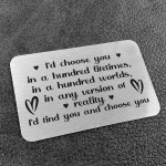 Special Anniversary Valentines Day Gift For Him Her Metal Card