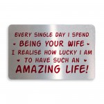 Special Gift For Husband Valentines Day Anniversary Metal Card
