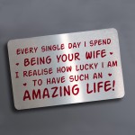Special Gift For Husband Valentines Day Anniversary Metal Card