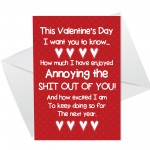 Funny Valentines Day Card For Him Her Rude Card For Boyfriend