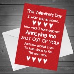 Funny Valentines Day Card For Him Her Rude Card For Boyfriend