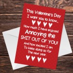Funny Valentines Day Card For Him Her Rude Card For Boyfriend