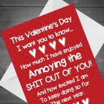 Funny Valentines Day Card For Him Her Rude Card For Boyfriend