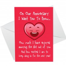 Funny Anniversary Card For Boyfriend Girlfriend Rude Card