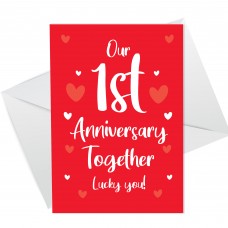 Novelty First Anniversary Card For Boyfriend Girlfriend Funny