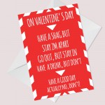 Funny Valentines Day Card Lockdown Warning Novelty Card