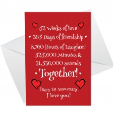 Novelty 1st Anniversary Card For Boyfriend Girlfriend Husband