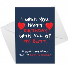 Funny CHEEKY Birthday Card For Boyfriend Husband Rude Card